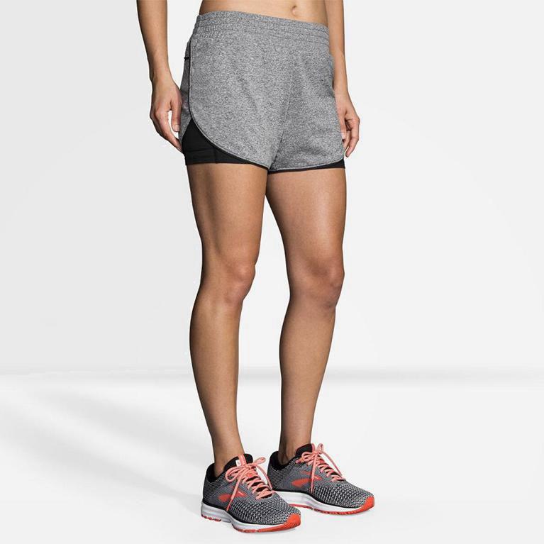 Brooks Rep 3 2-In-1 Løpeshorts Dame Pris - Grå - Norge (UTL129840)